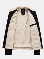 Men's Teddy-Lined Faux Suede Jacket – Warm Winter Zip-Up Outerwear