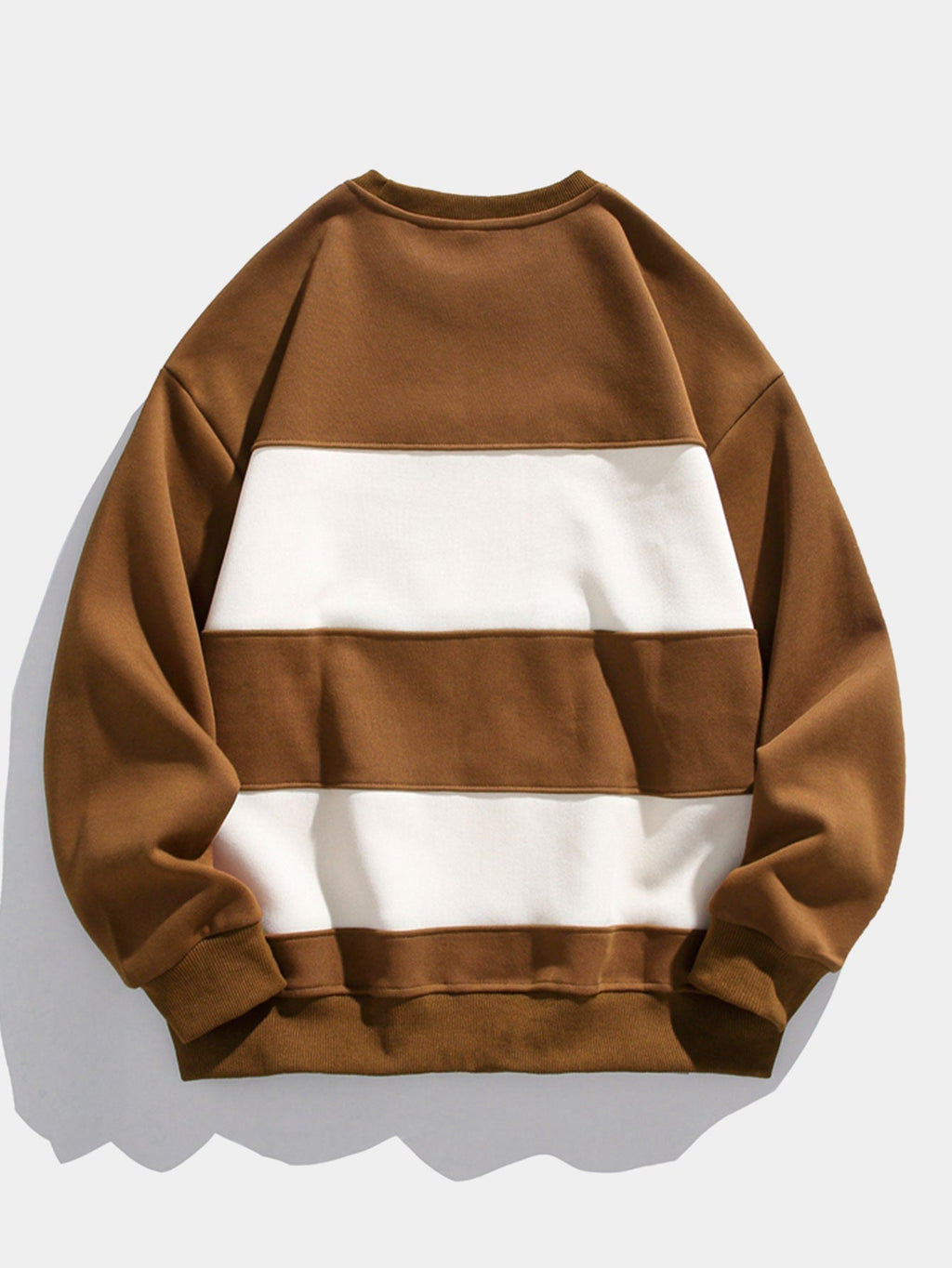 Men's Colour Block Crew Neck Sweatshirt – Relaxed Fit Cotton Blend Pullover