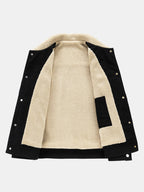 Men's Sherpa-Lined Corduroy Jacket with Snap Buttons