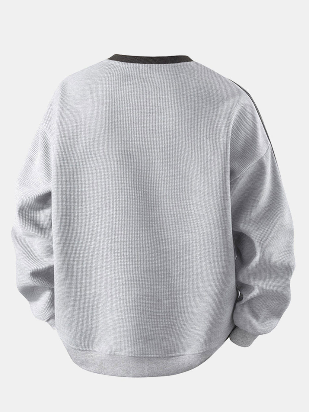 Men's Striped Waffle Crew Neck Sweatshirt