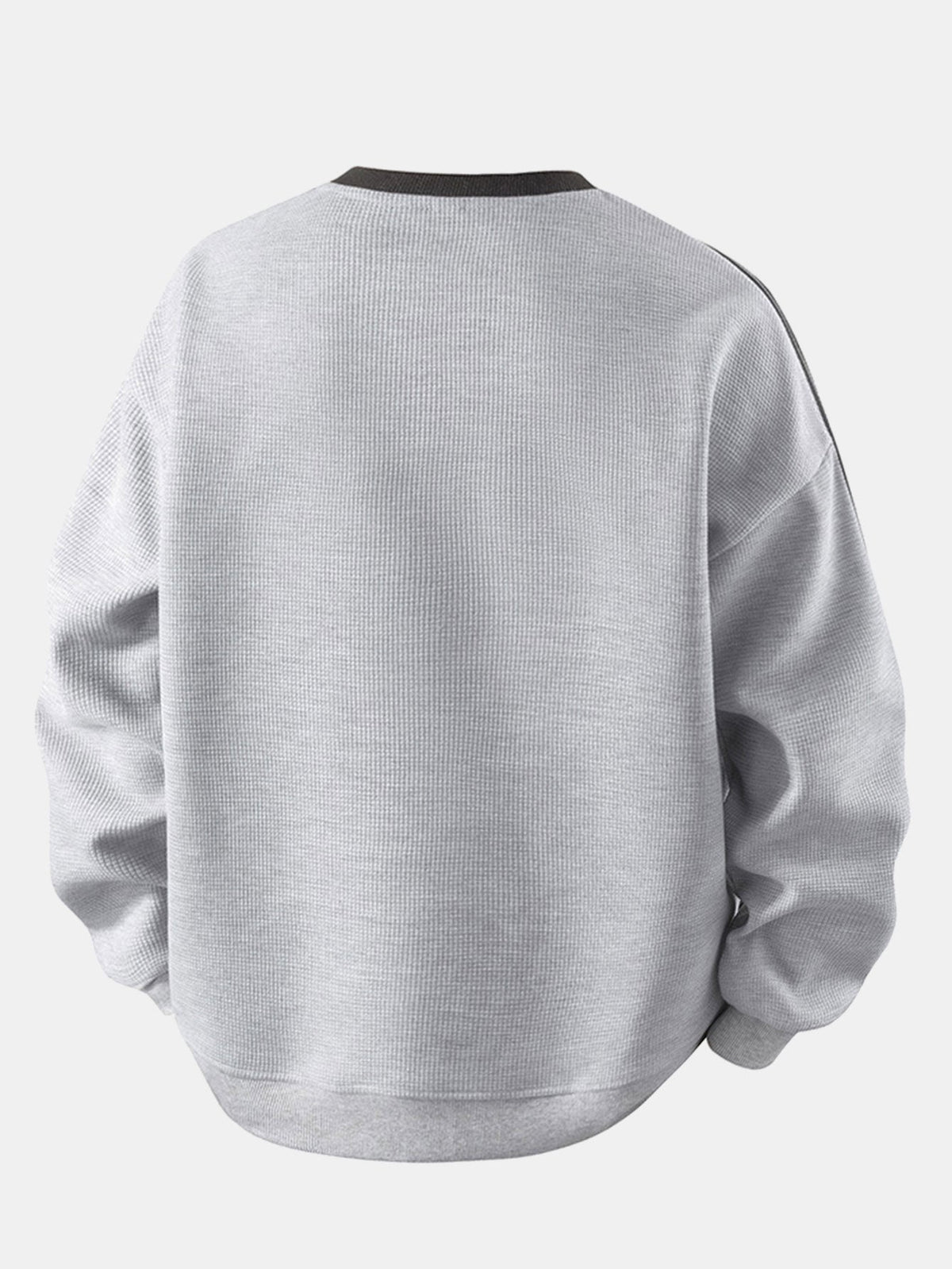 Men's Striped Waffle Crew Neck Sweatshirt