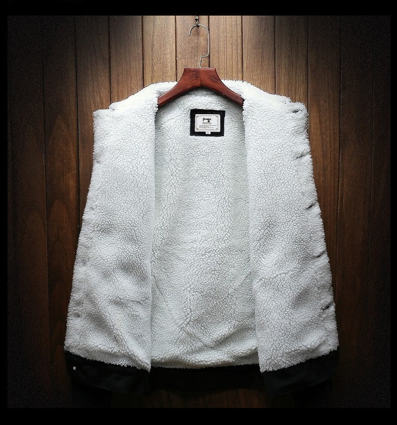 Men's faux fur-Lined Denim Jacket – Button-Front Layer