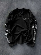 Men's Crew-Neck Longsleeve with Script Sleeve Print