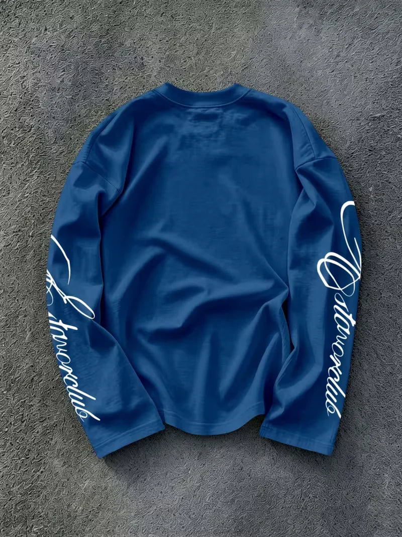 Men's Crew-Neck Longsleeve with Script Sleeve Print