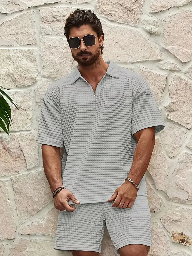 Men's Textured Top and Shorts Co-Ord