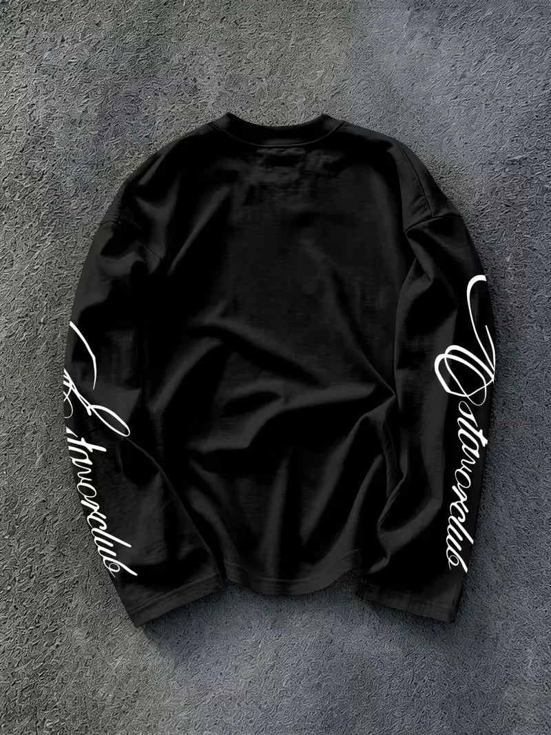 Men's Crew-Neck Longsleeve with Script Sleeve Print