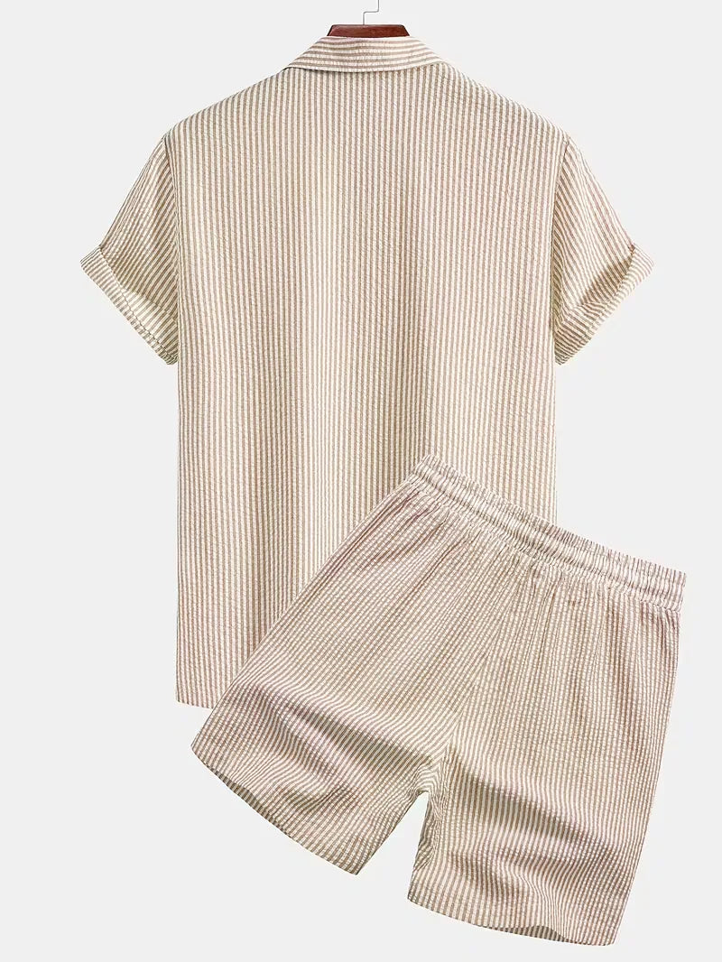 Men's Striped Shirt and Shorts Summer Set