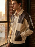 Men's Panelled Faux Leather Zip Jacket