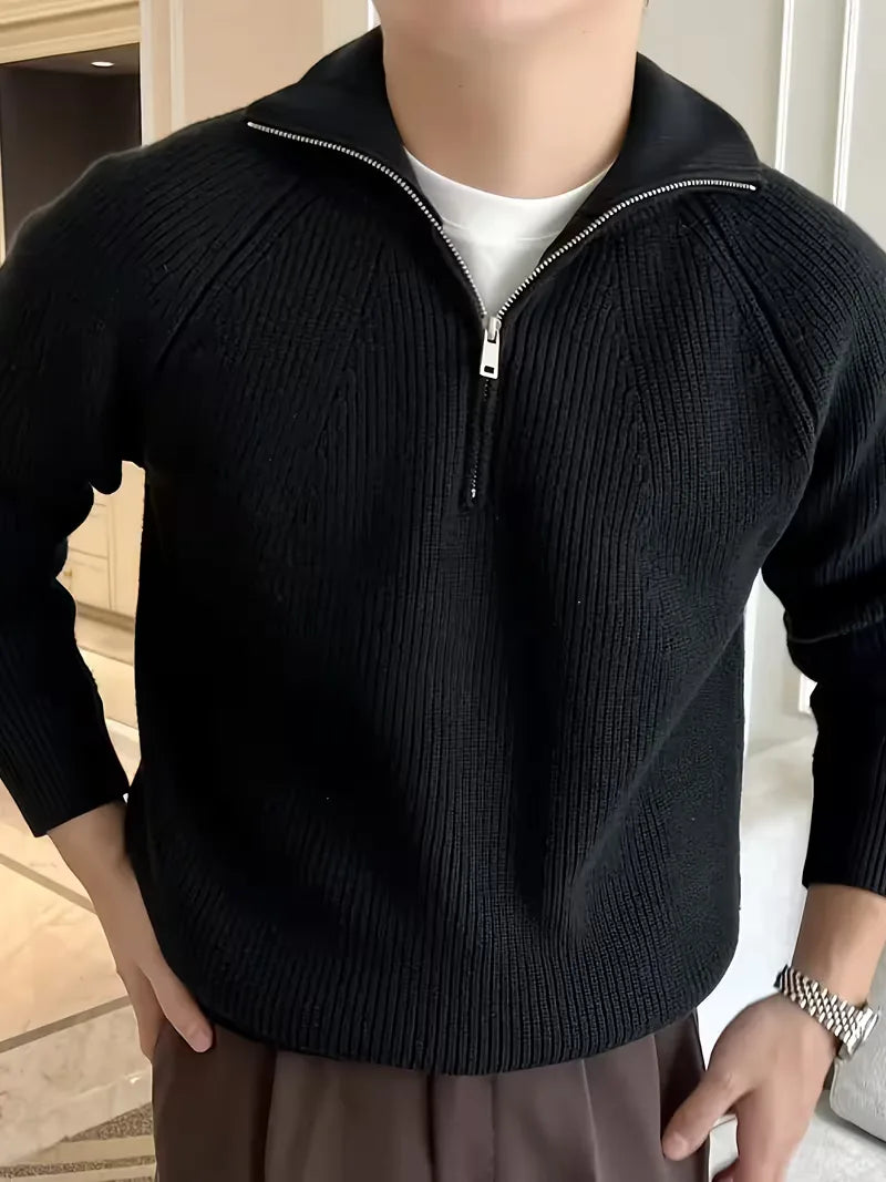 Men's Half-Zip Rib-Knit Jumper