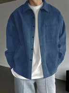 Men's Ribbed Long Sleeve Shirt with Chest Pocket