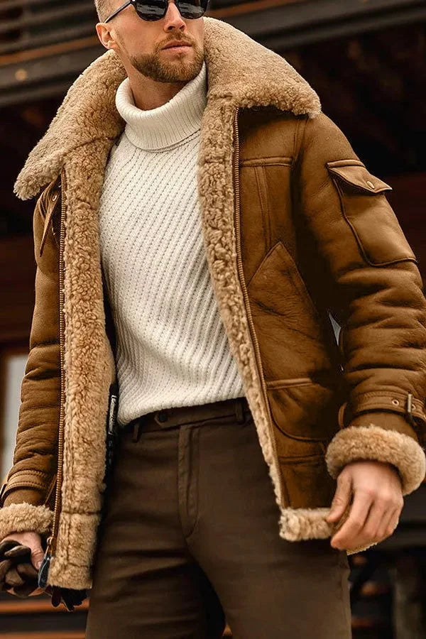 Men's shearling-style-Lined Aviator Jacket