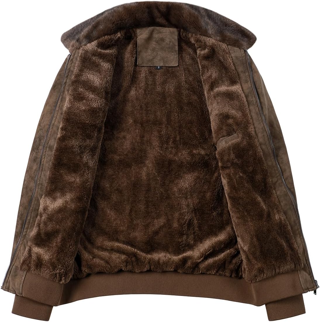 Men's Fleece-Lined Faux-Leather Aviator Bomber Jacket