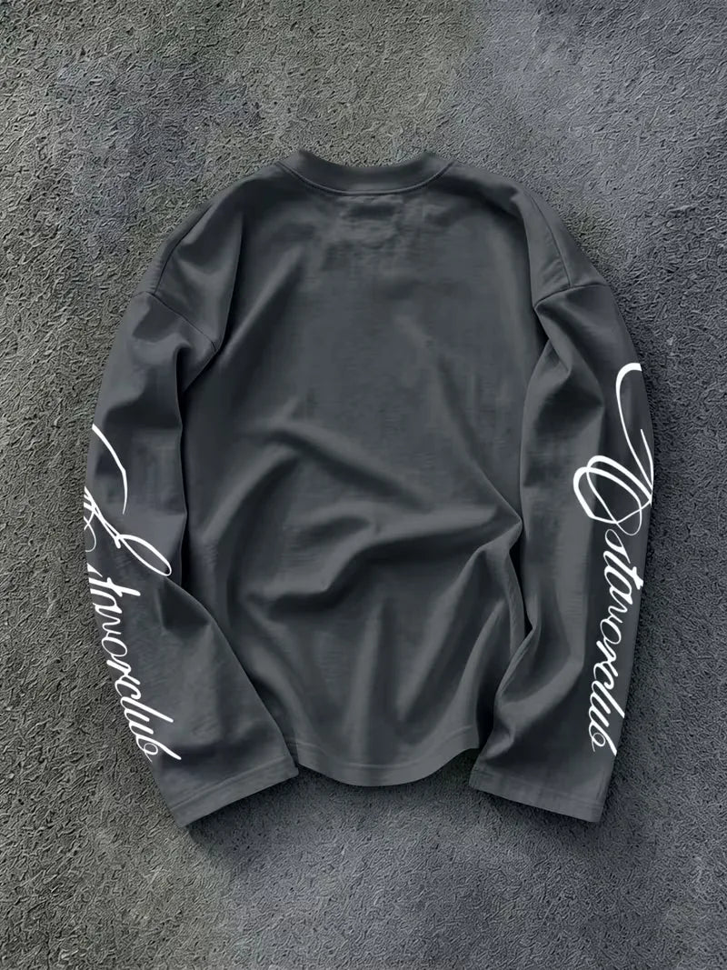 Men's Crew-Neck Longsleeve with Script Sleeve Print