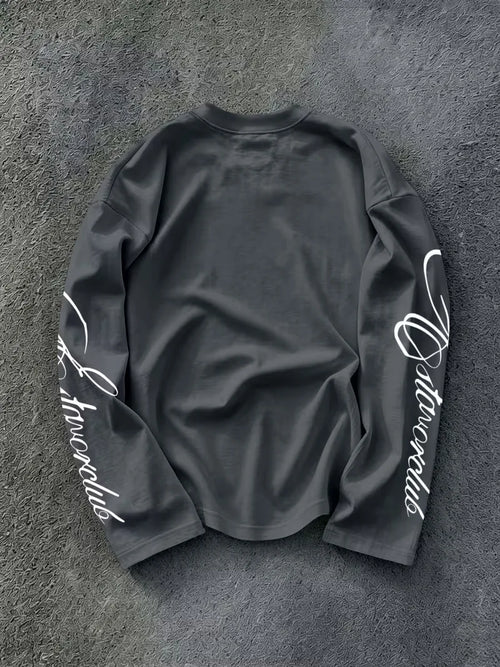 Men's Crew-Neck Longsleeve with Script Sleeve Print