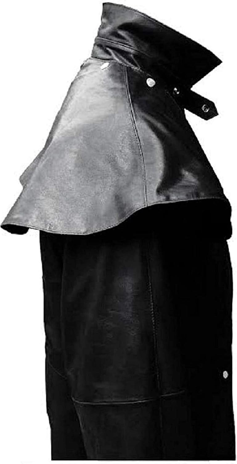 Men's leather-look Duster Coat with Shoulder Cape
