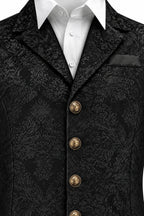 Men's Printed Formal Waistcoat with Notched Lapels and Decorative Buttons