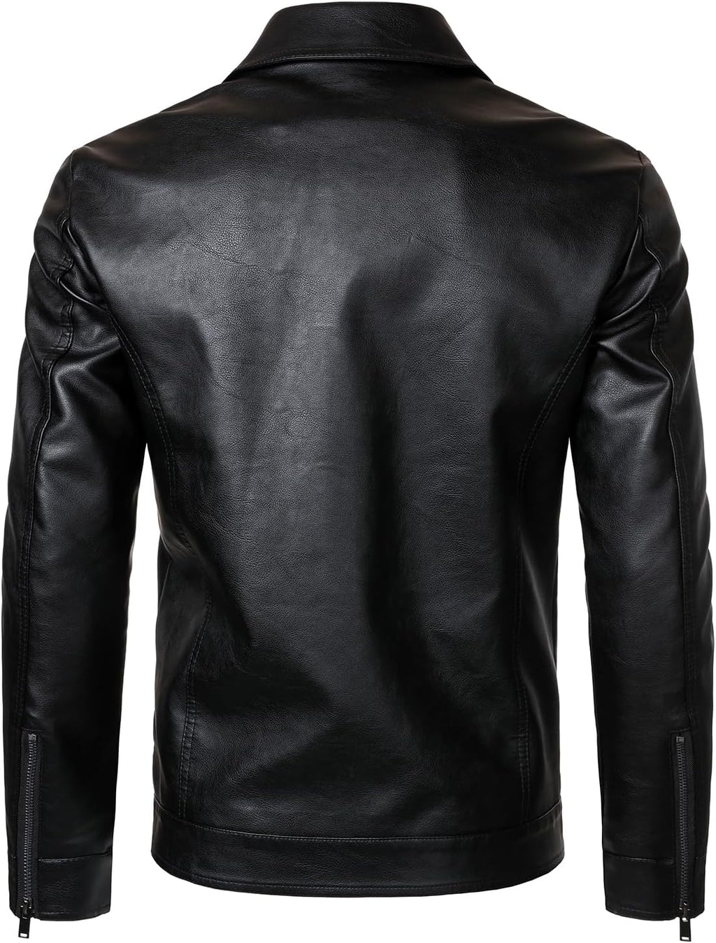 Men's Faux-Leather Trucker Jacket – Lightweight Collared Zip-Up Layer