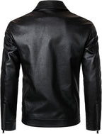 Men's Faux-Leather Trucker Jacket – Lightweight Collared Zip-Up Layer