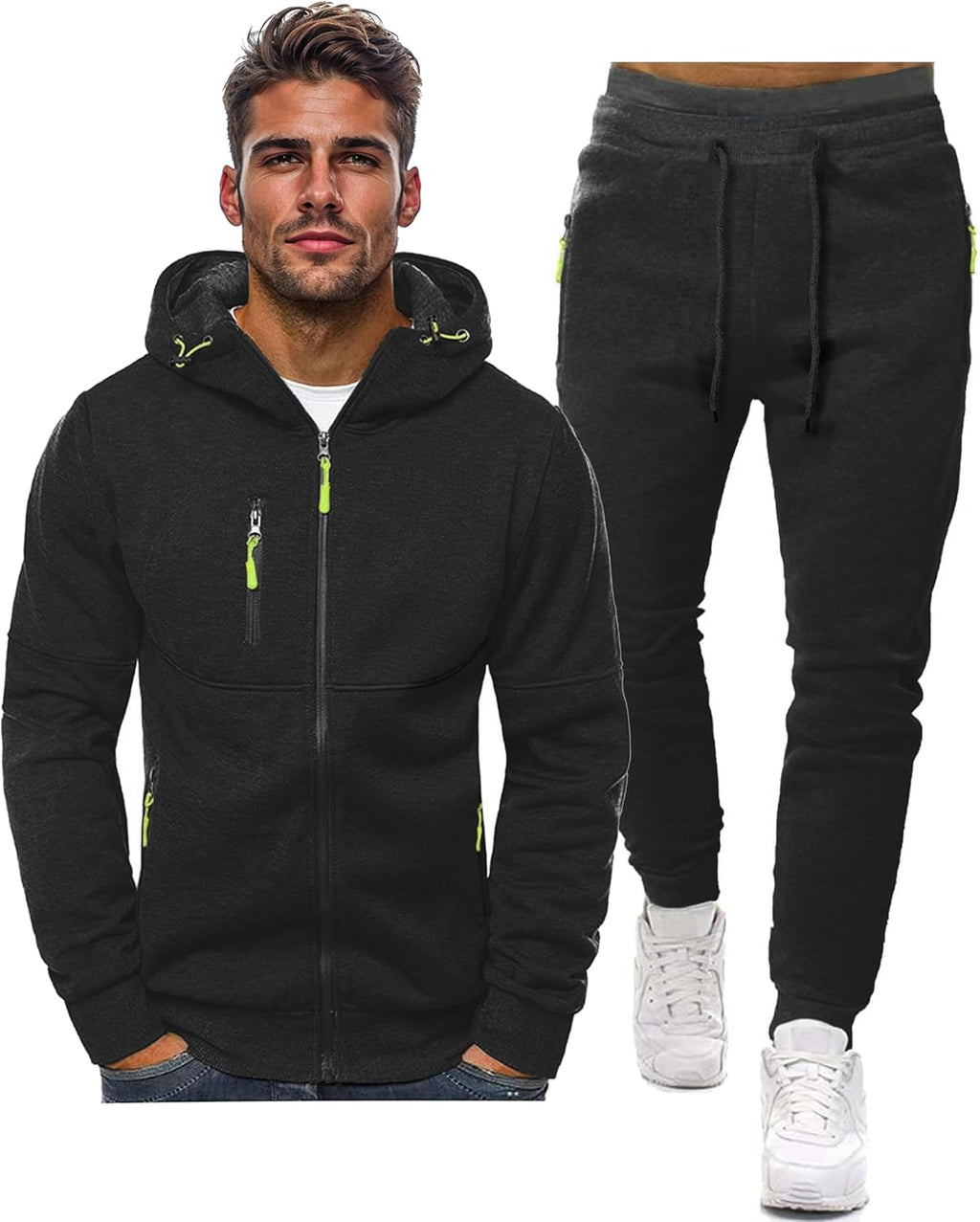 Men's Hooded Tracksuit Set – Zip Jacket and Joggers
