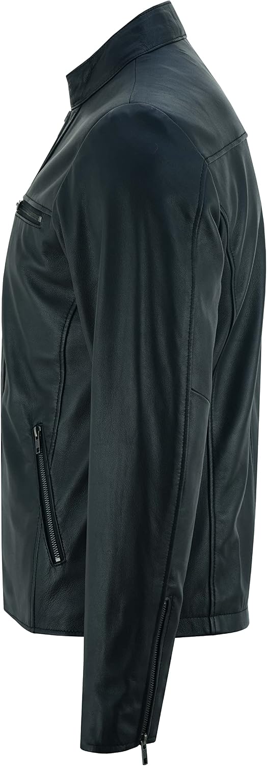 Men's Genuine Lambskin leather-look Racer Jacket