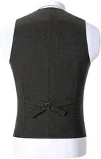 Men's Double-Breasted wool-blend Tweed Waistcoat with V-Neck