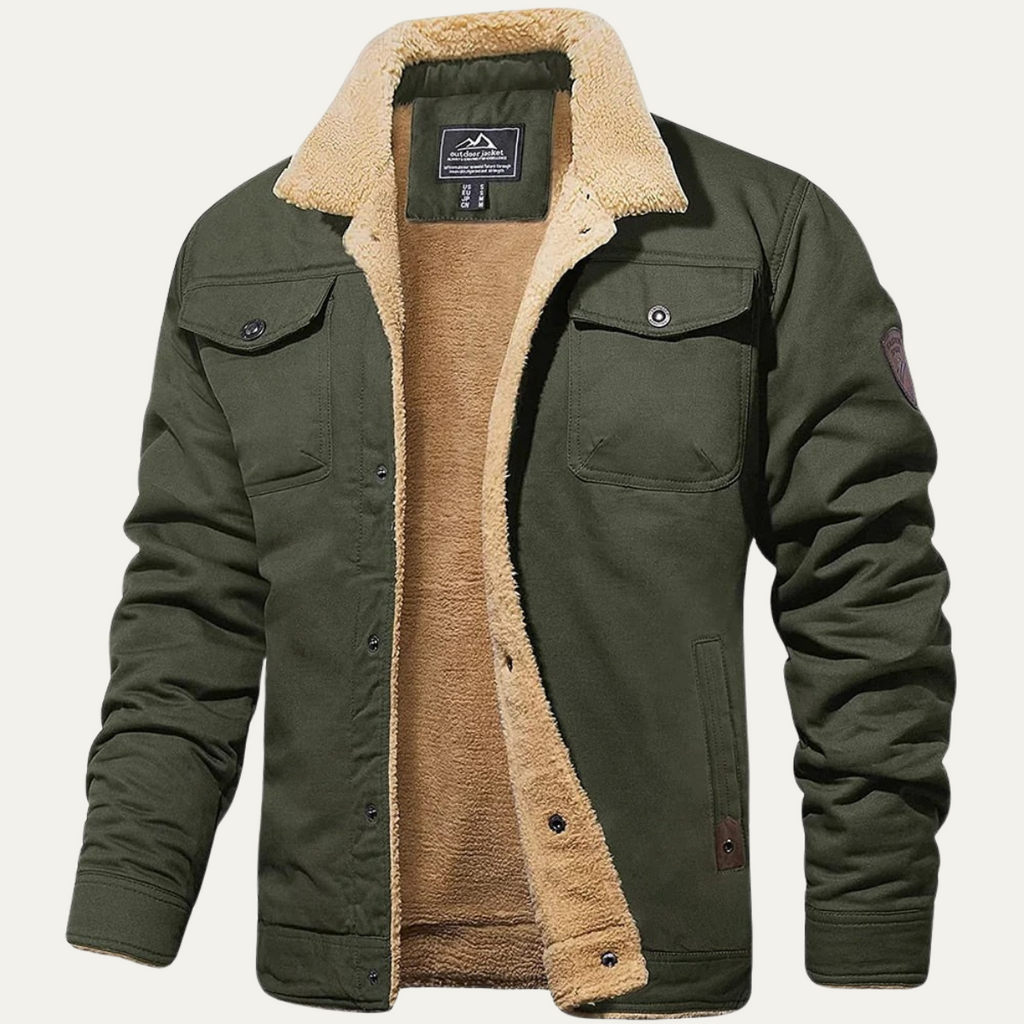Men's Fleece-Lined Winter Coat – Button Front, Five Colours