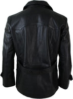Men's Double-Breasted leather-look Peacoat