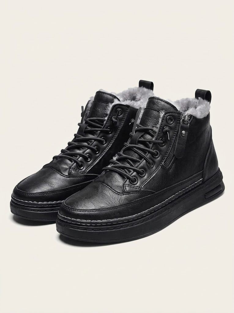 Men's faux fur-Lined leather-look Ankle Boots