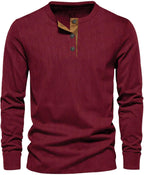 Men's Ribbed Henley Shirt – Long Sleeve Casual Top