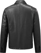 Men's Clean-Cut Collared leather-look Jacket