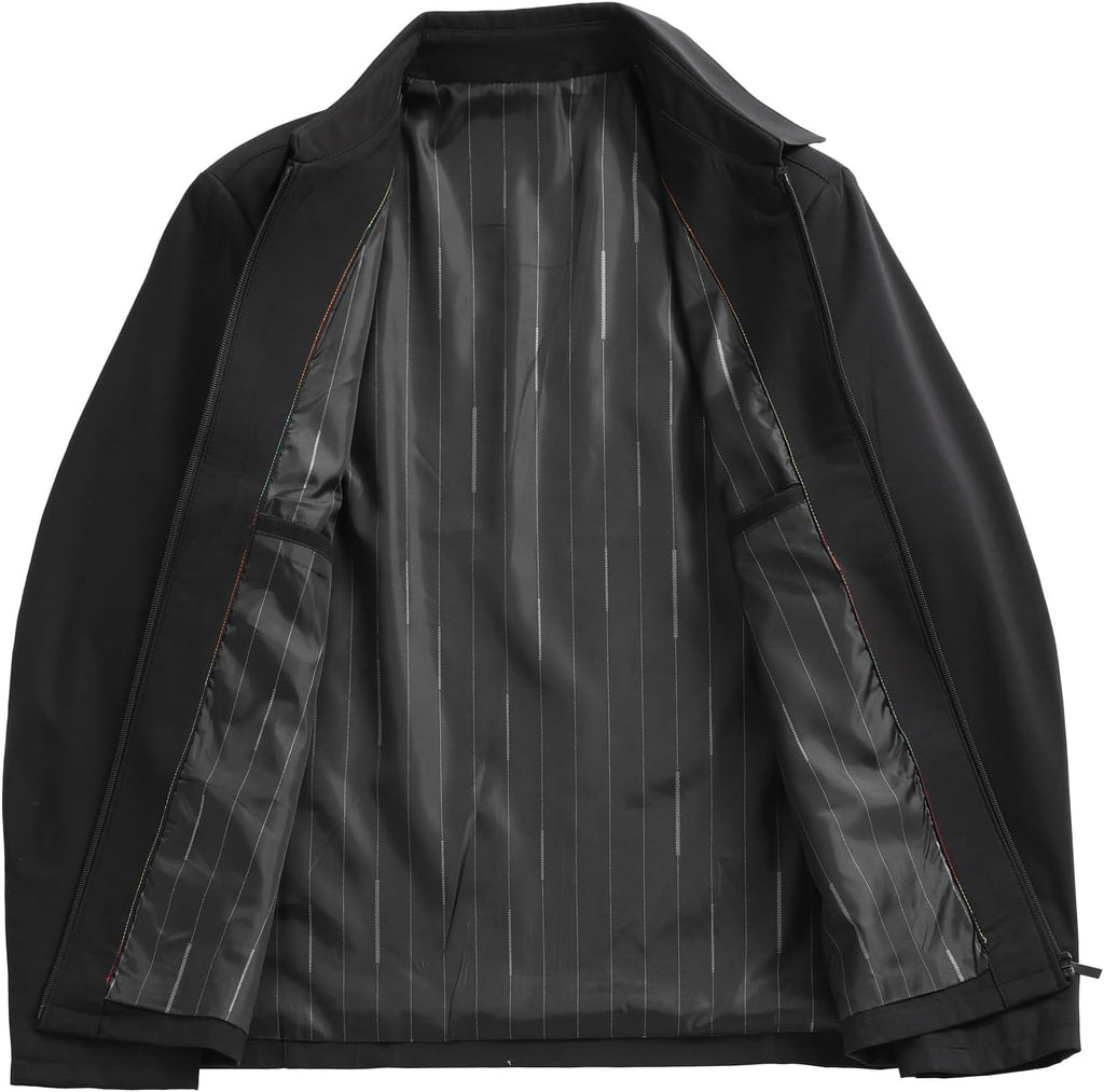 Men's Lightweight Collared Zip Jacket – Minimalist Shirt-Collar