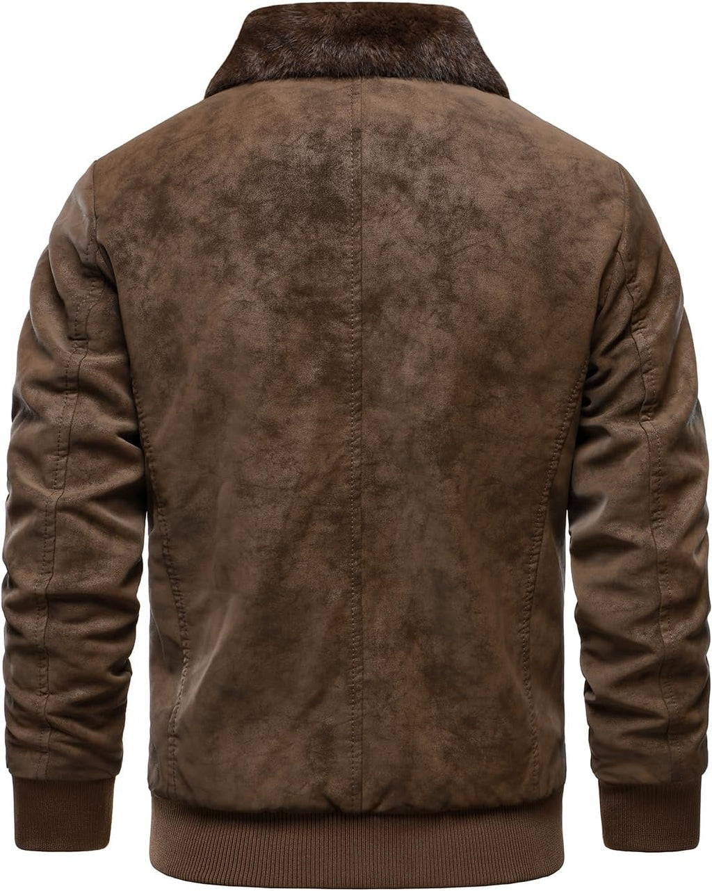 Men's Fleece-Lined Faux-Leather Aviator Bomber Jacket