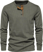 Men's Ribbed Henley Shirt – Long Sleeve Casual Top