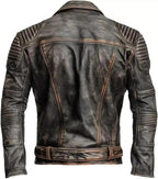 Men's Distressed leather-look Moto Jacket