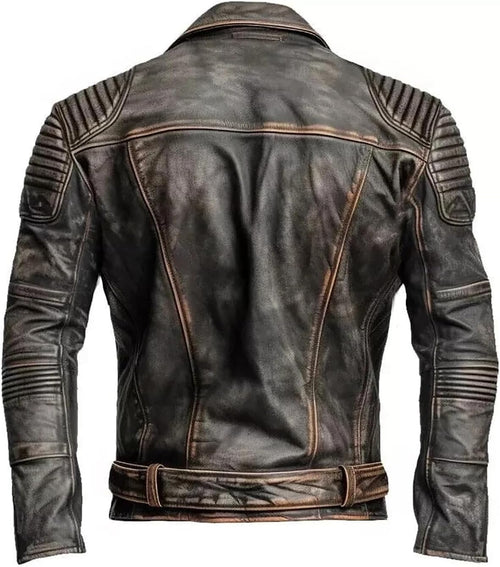 Men's Distressed leather-look Moto Jacket