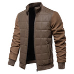 Men's Quilted Hybrid Jacket – Knitted-Sleeve Zip-Up Layer