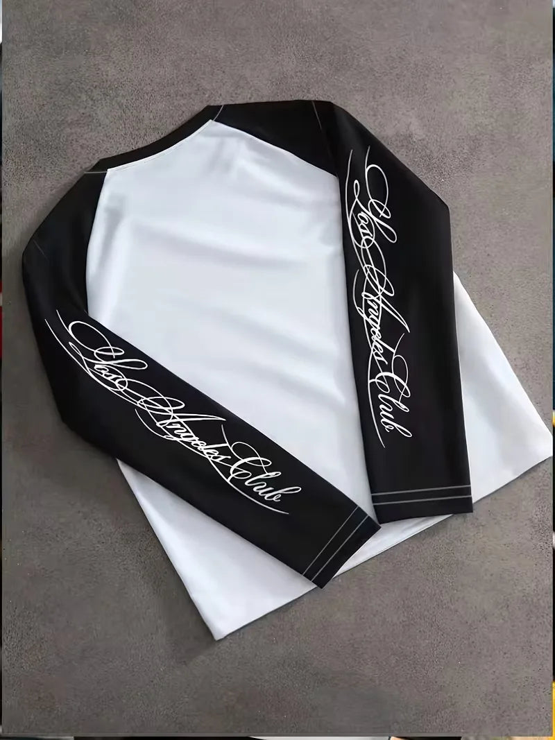 Men's Colour-Block Raglan Longsleeve with Script Sleeves