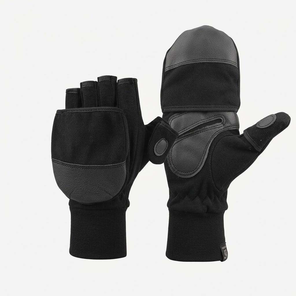 Men's Convertible Thermal Winter Gloves – Wind-Resistant Fingerless Mittens