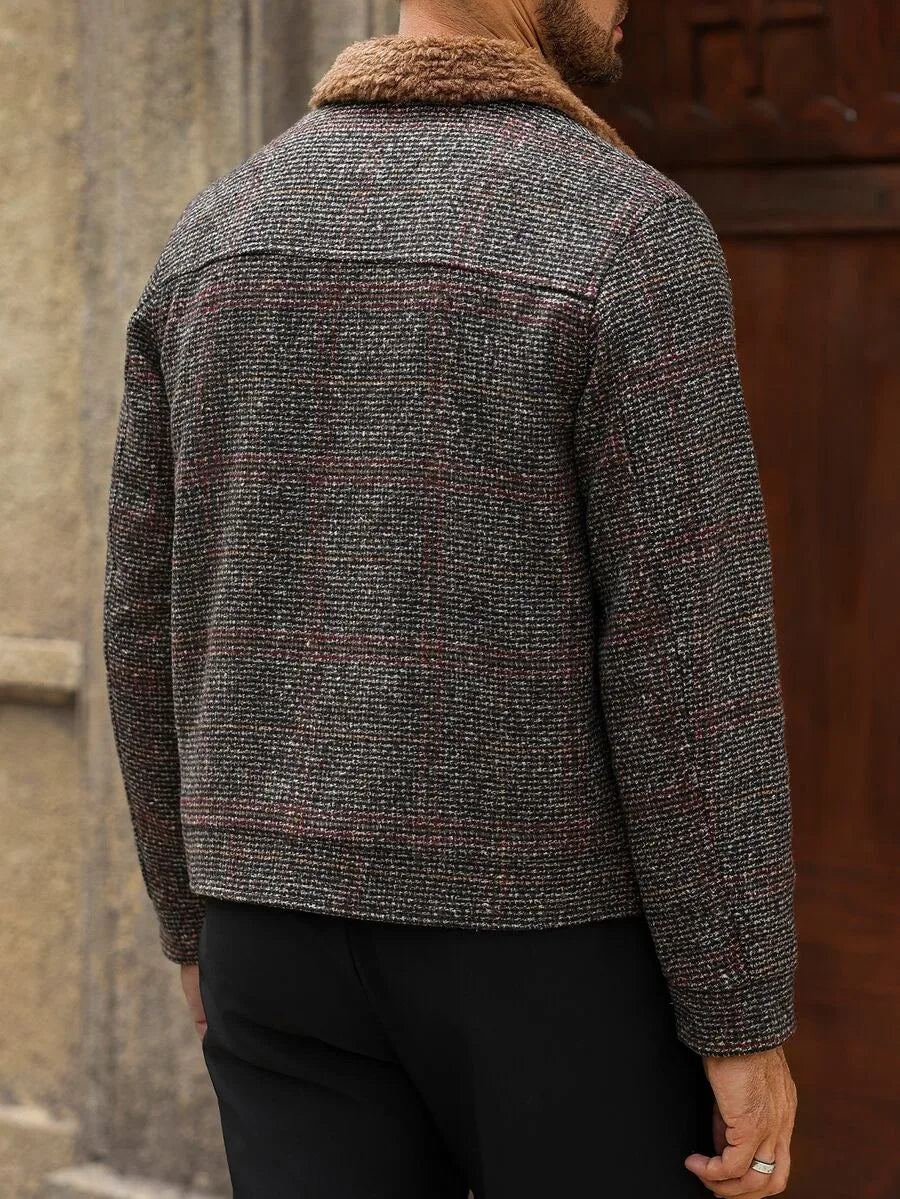 Men's Bomber Jacket with Collared Neckline