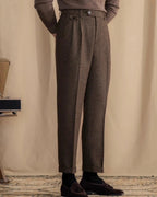 Men's Herringbone High-Waist Trousers with Side Tabs