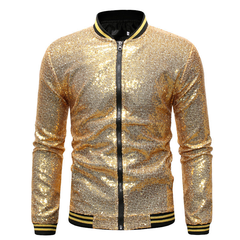 Men's Sequin Bomber Jacket – Full-Zip Party Jacket