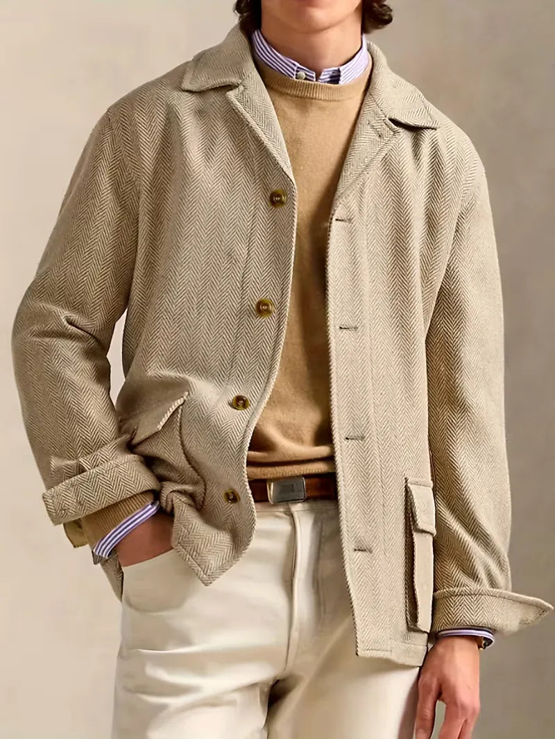 Men's Herringbone Trench Coat