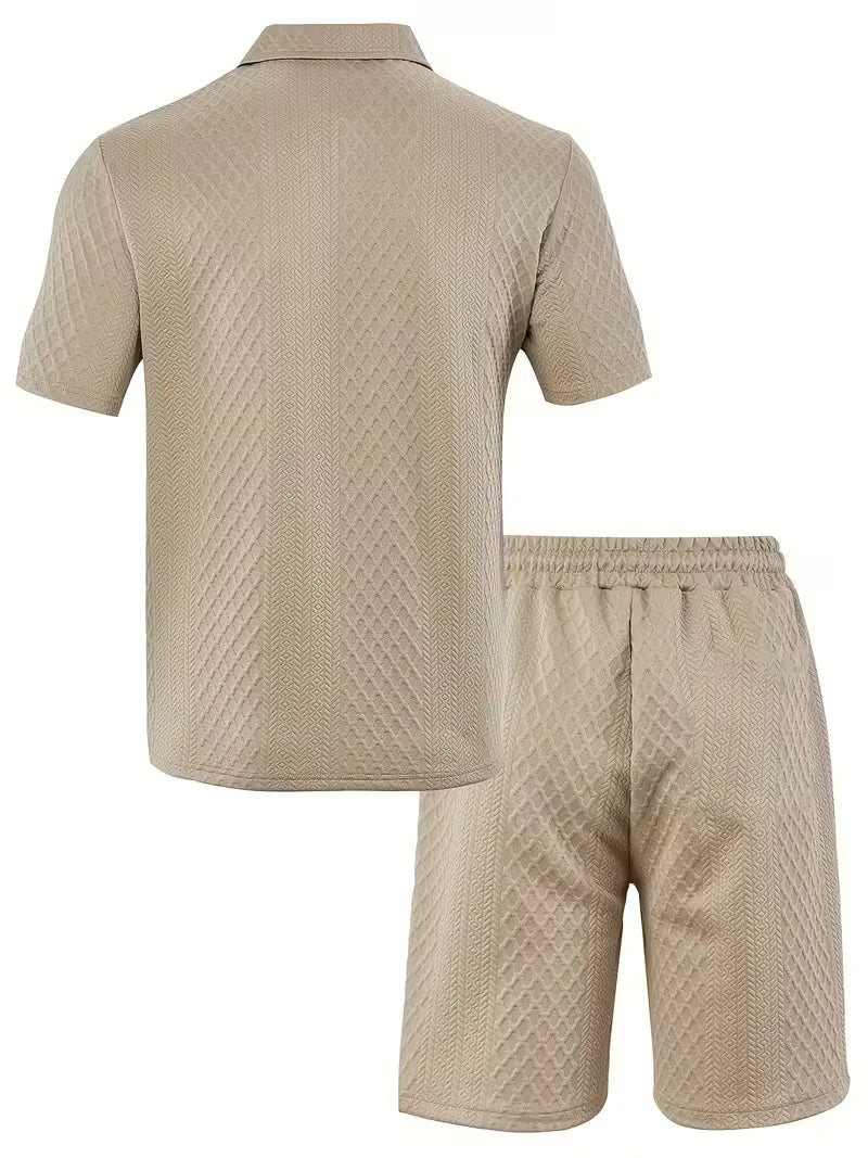 Men's Jacquard Polo and Shorts Set