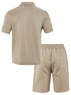 Men's Jacquard Polo and Shorts Set
