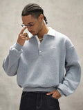 Men's Oversized Polo-Collar Sweatshirt with Embroidered Chest