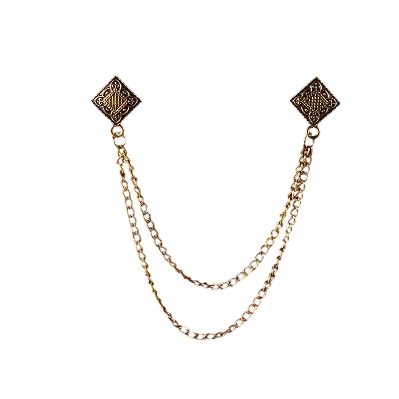 Men's Double Chain Brooch – Vintage-Inspired Accent