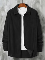 Men's Ribbed Long Sleeve Shirt with Chest Pocket