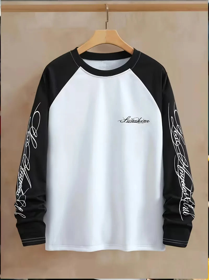 Men's Colour-Block Raglan Longsleeve with Script Sleeves