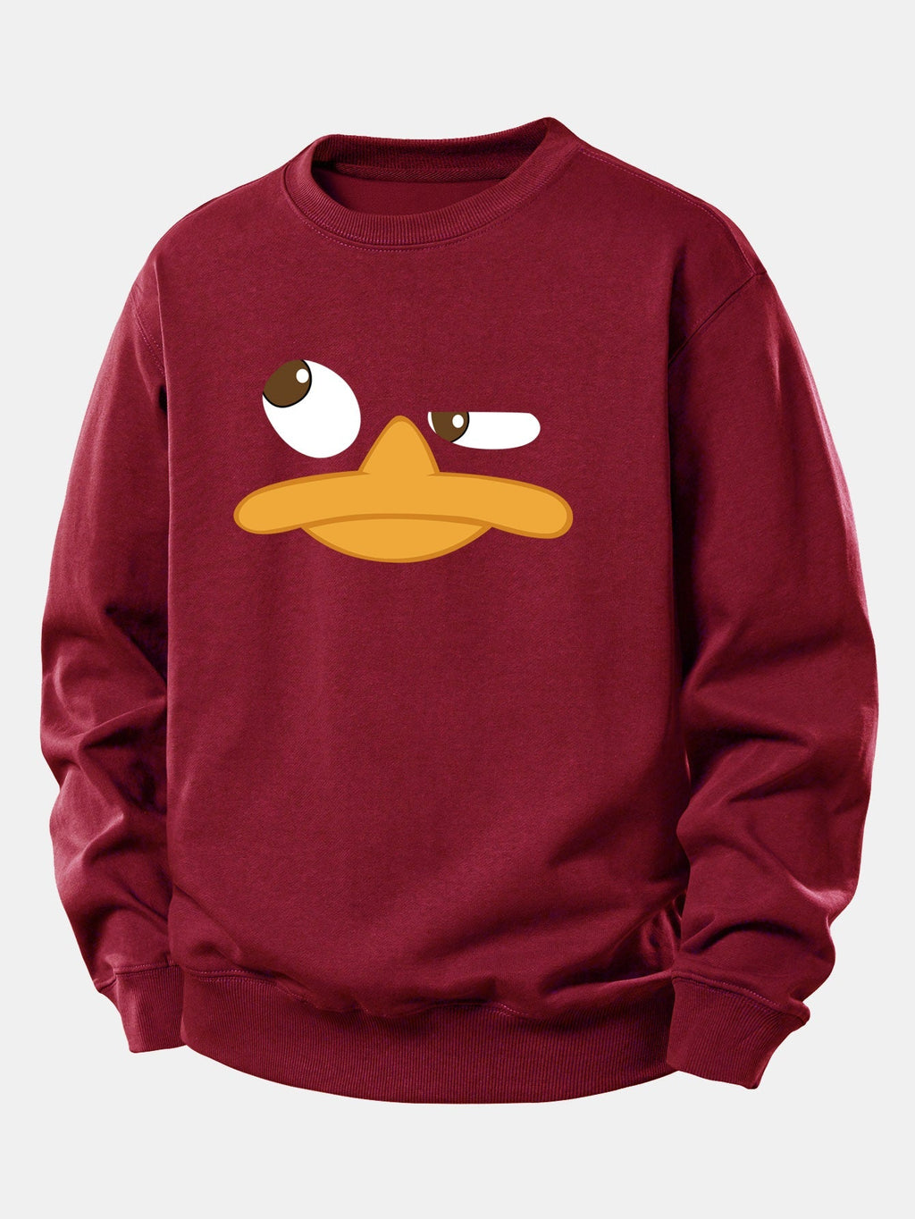 Men's Cartoon Duck Face Graphic Sweatshirt