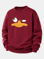 Men's Cartoon Duck Face Graphic Sweatshirt